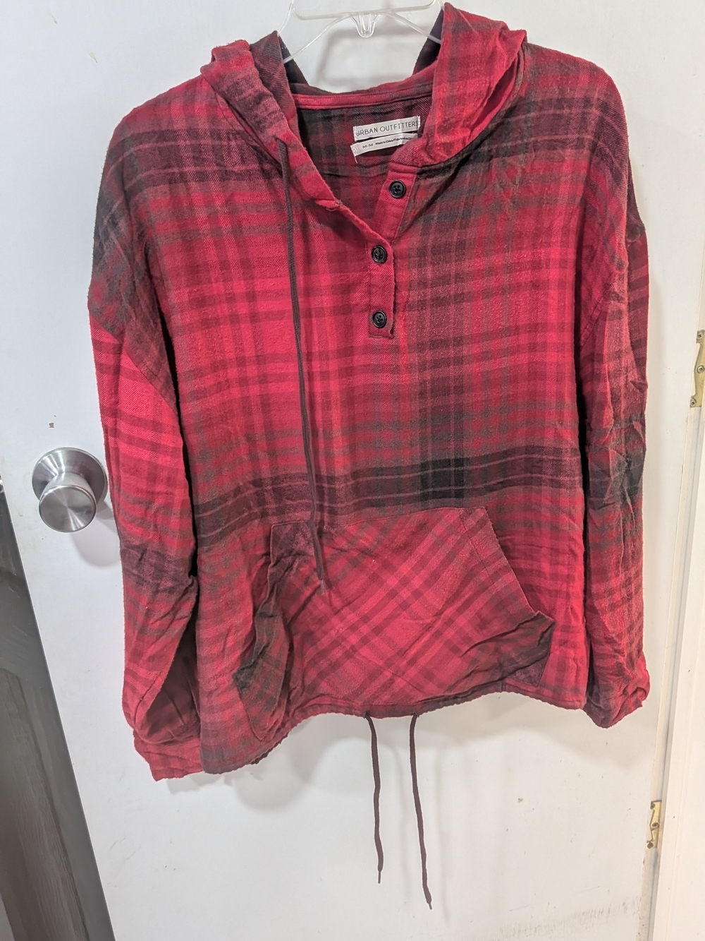 Urban Outfitters Red Plaid Hooded Pullover